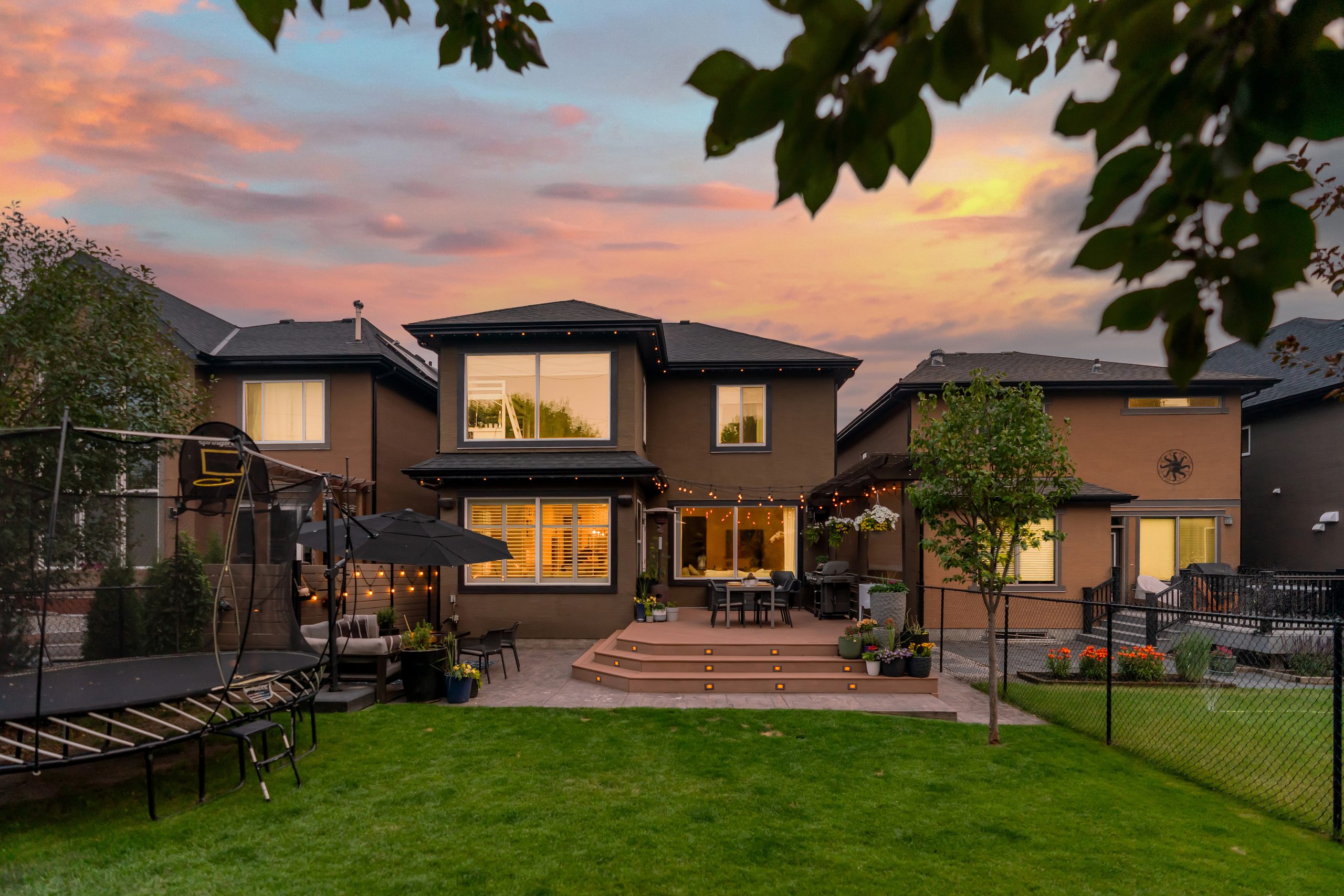 The back of the house at dusk