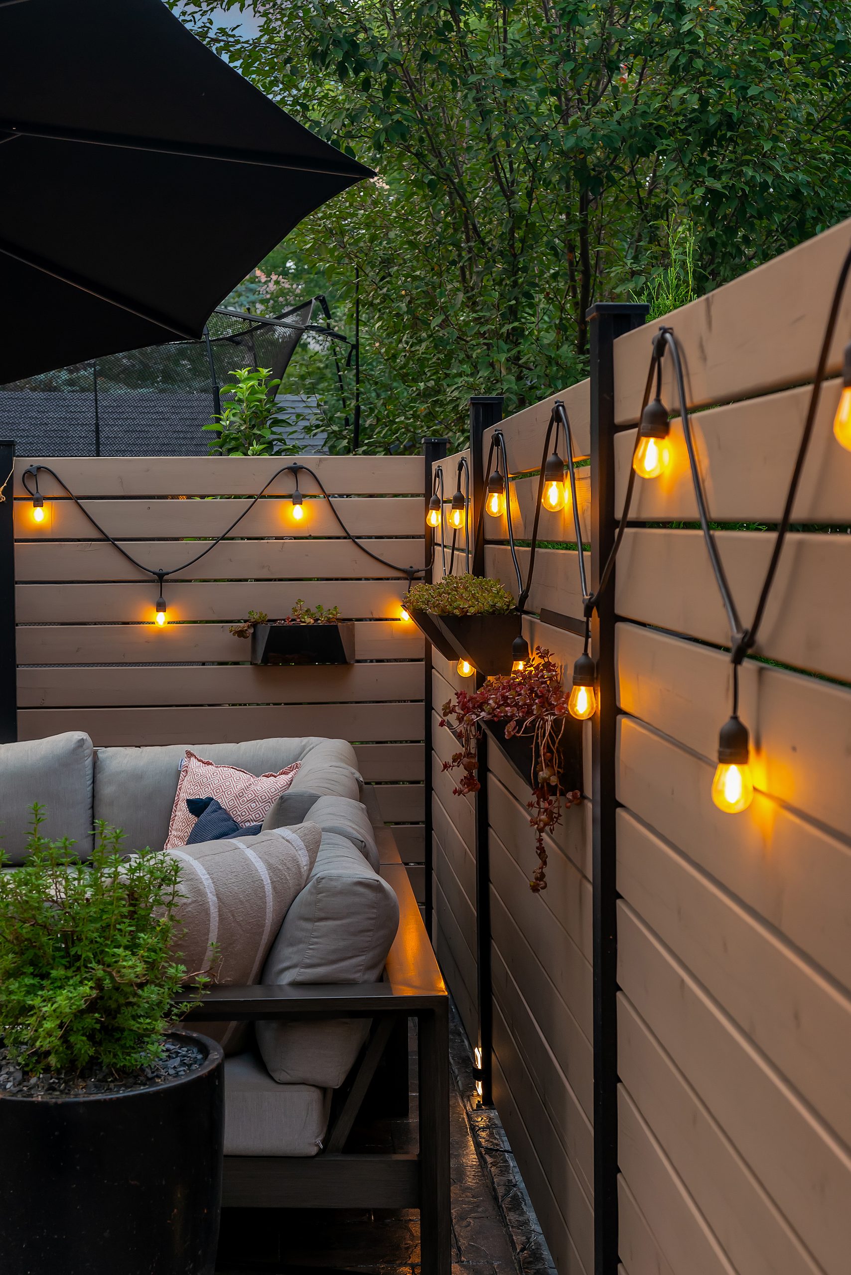 Lounge and string lights
