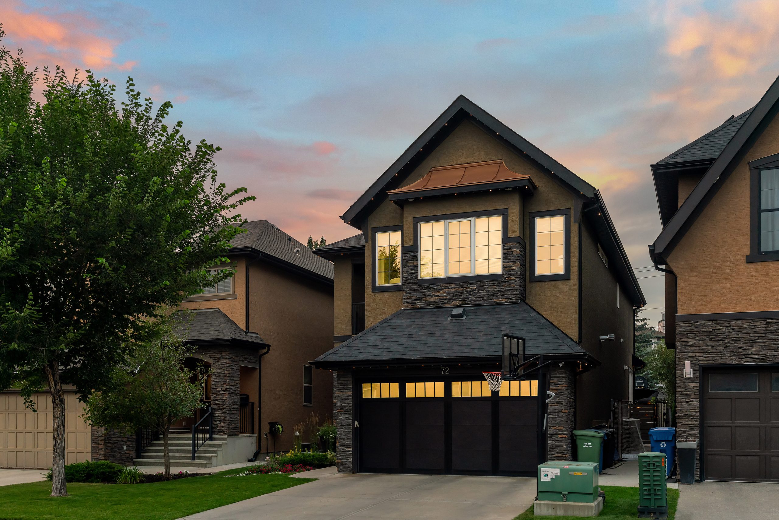 Front elevation at dusk